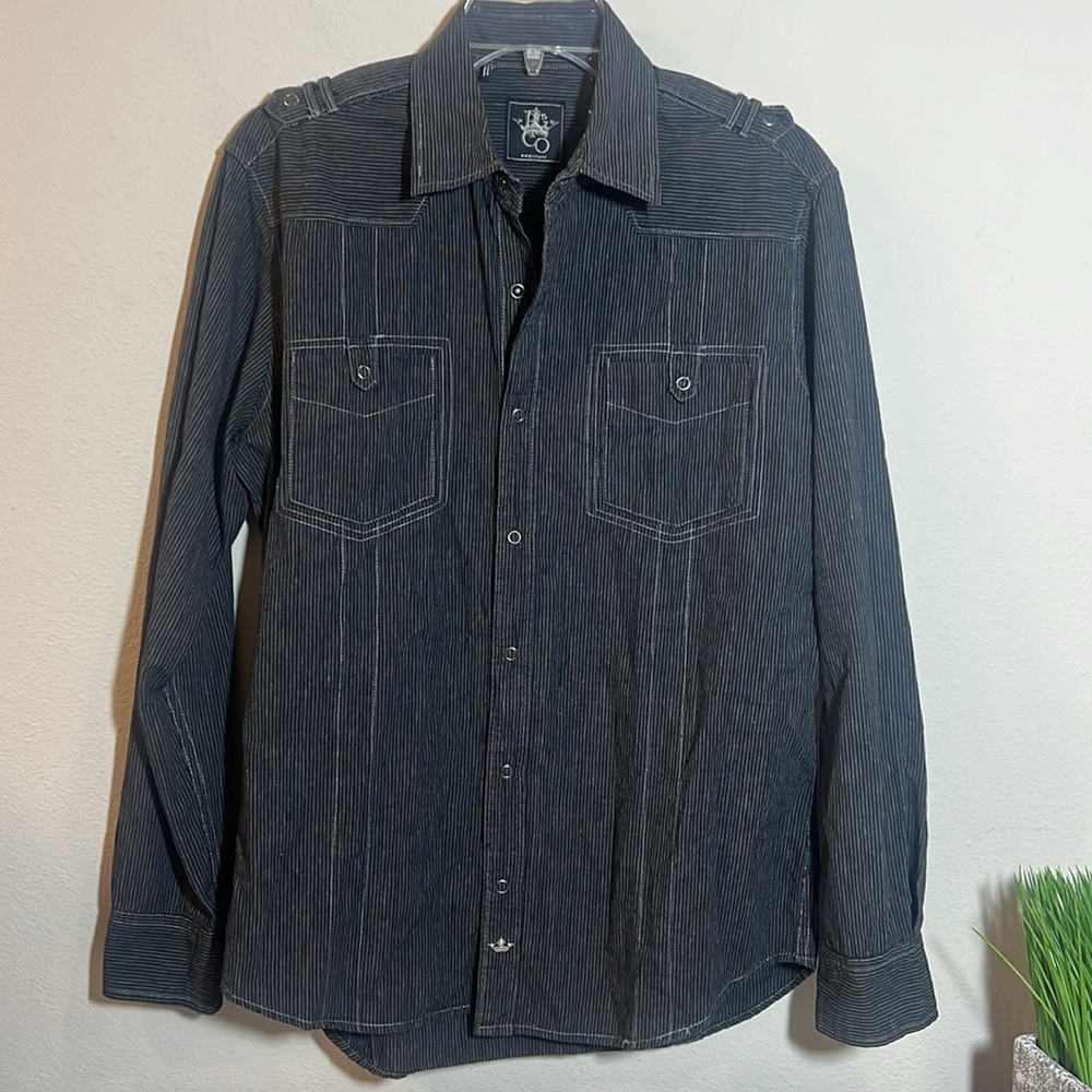 JNCO 85 Crown Brand Striped Long Sleeve Button Down Shirt Medium
